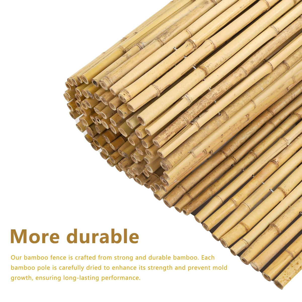 6ft x 8ft Natural Bamboo Fence Roll, Outside Bamboo Privacy Fencing, Natural Privacy Screen Panels for Garden, Outdoor
