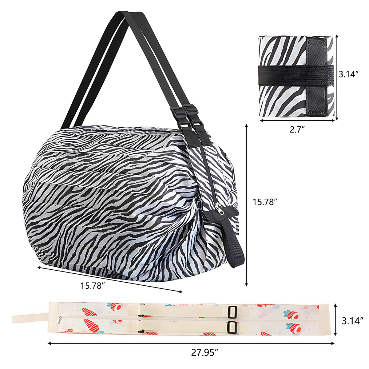 ACCADJEN Foldable Reusable Grocery Bags, Heavy Duty Waterproof Shopping Bags, Portable Travel Tote for Grocery, Beach, Camping