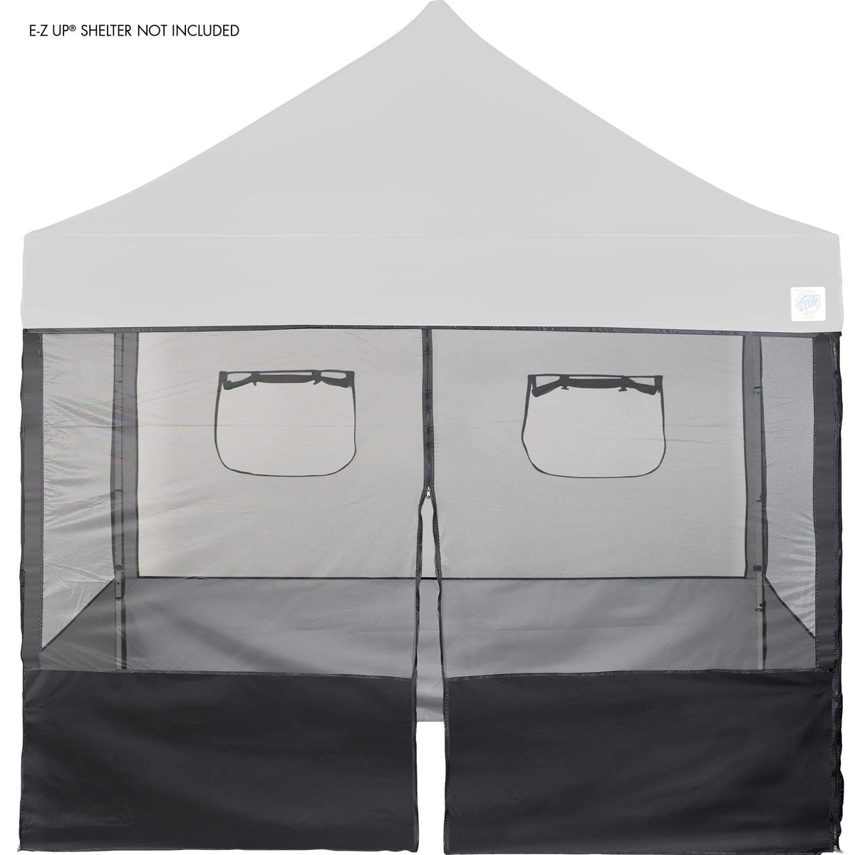E-Z UP Food Booth Sidewall Kit, Set of 4, Fits 10' x 10' Straight Leg Canopy (Canopy/Shelter NOT Included), Includes 2 Roll-Up Serving Windows, Commercial Grade Mesh, Black