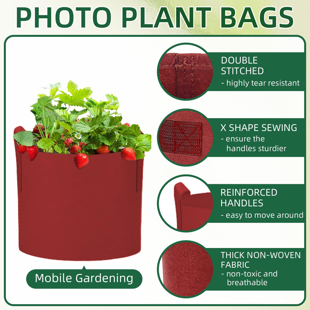 AiVeUao 12 Pack 7 Gallon Multicolor Grow Bags, Potato Planting Bag, Colorful Plant Grow Bags with Handles, Garden Planter Pots for Potatoes, Carrots, Tomatoes with Plant Labels, Mixed Color