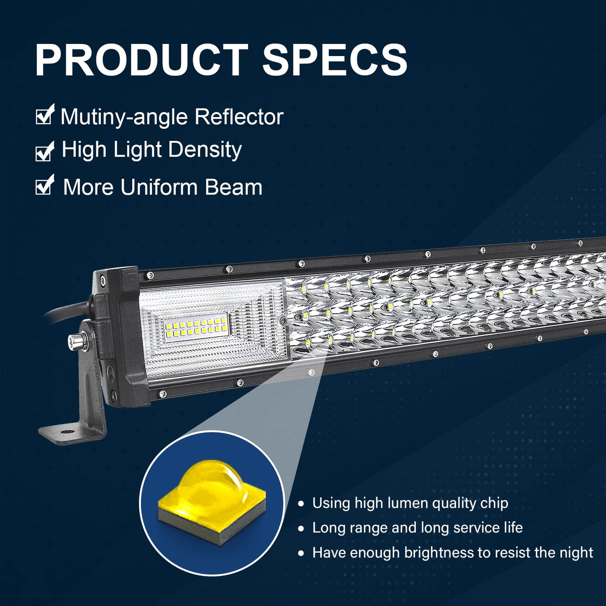 SKYWORLD 52" Curved Off Road LED Light Bar, 675W Triple Row Flood/Spot Combo Beam with 2 Magnetic Mounts & Wiring Harness Kit - 12V/24V for Trucks, SUVs, UTV, ATV, Tractors, Trailers, 6000K White