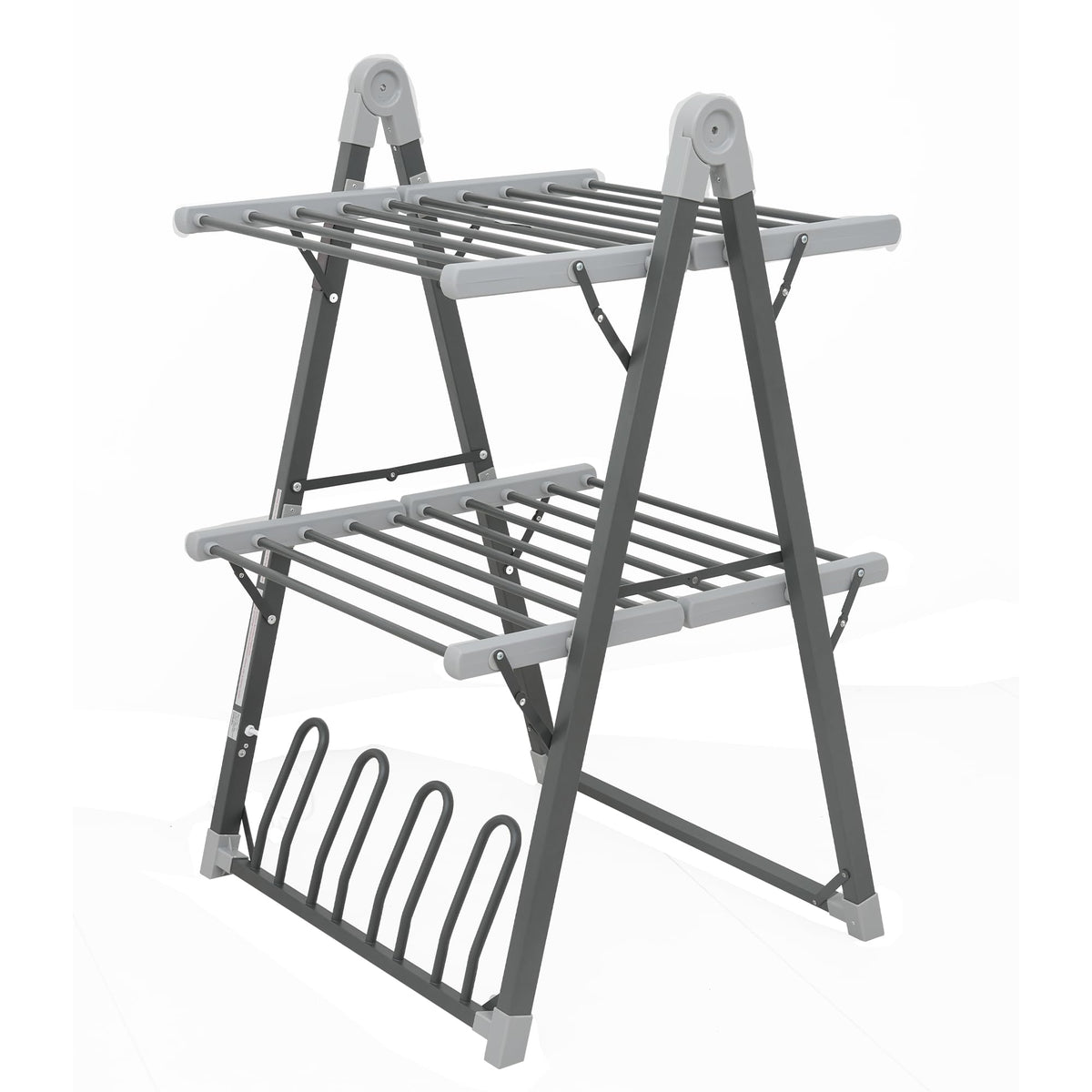 SHARNDY Electric Heated Clothes Drying Rack,Foldable Heated Garment Dryer with Timer Shut-Off Laundry Rack for Clothes Shoes Socks,Aluminum Alloy,Space Gray,Plug & Play,(39.37x25.98x23.82in)