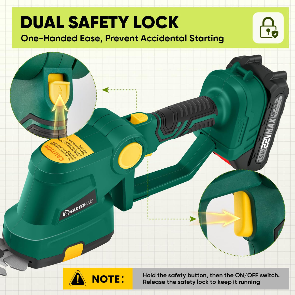 SakerPlus Portable Camping Light & Rechargeable 2-in-1 Hedge and Grass Trimmer