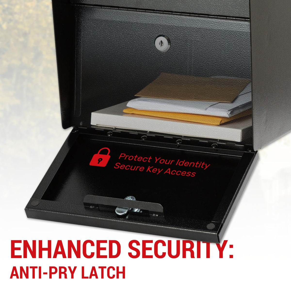 Large Locking Mailbox for Outside, RAINHOL All-Metal Modern Security Mailbox with 2 Keys, 21" x 11.2" x 10.5", Black