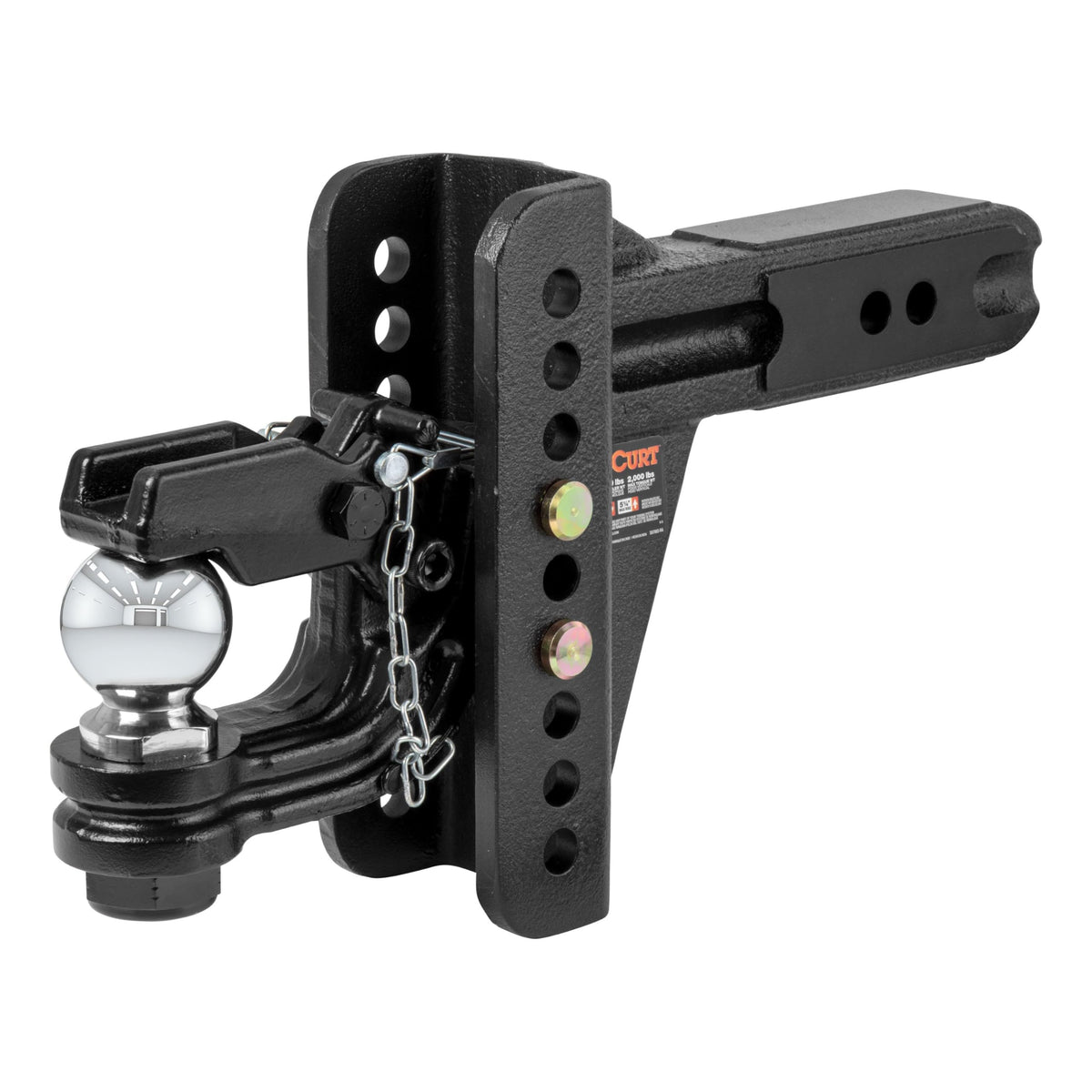 CURT 45908 Adjustable Pintle Hitch Combination, 2-1/2-Inch Receiver, 6-Inch Drop, 2-5/16-Inch Ball, 20,000 lbs