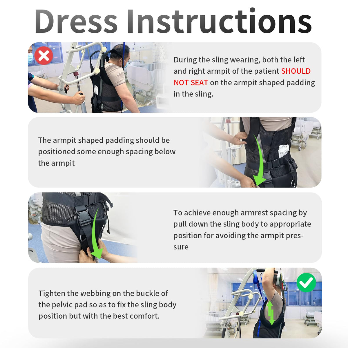 Ehucon Patient Lift Sling Medical Transfer Sling for Patient Walking Training, Working Aids for Ambulation Support Training, 500lbs Safety Working Load (Large)