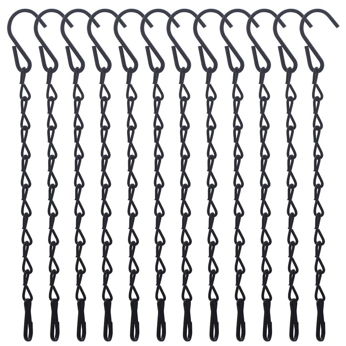 HAZOULEN Black Hanging Chains for Bird Feeders, Lanterns, Planters and Decorative Ornaments, 12 Pack, 10-Inches