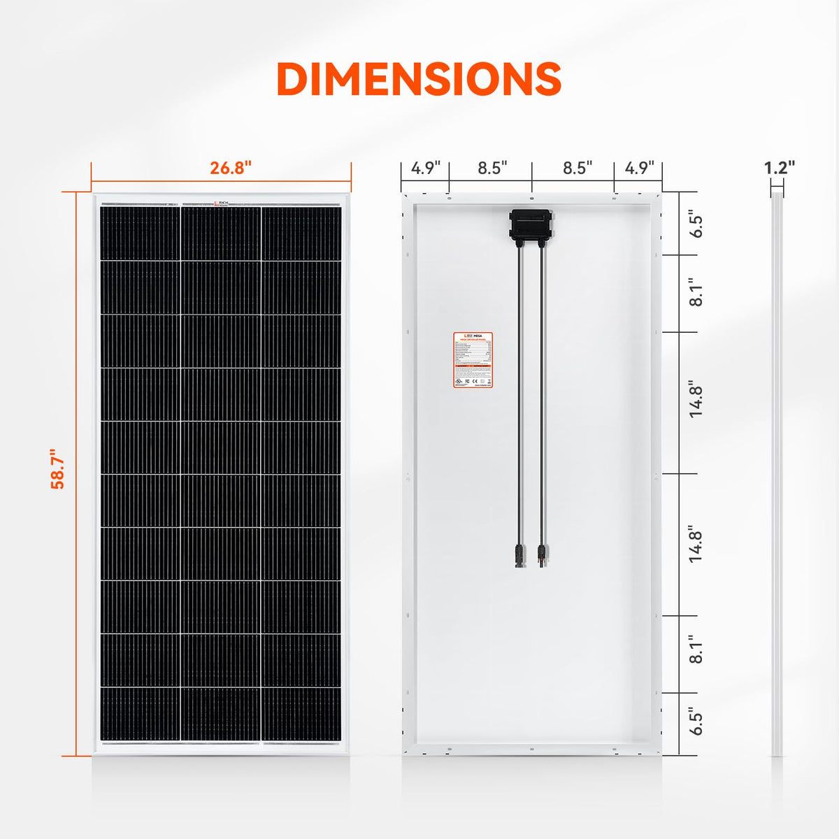 RICH SOLAR 200 Watt 12 Volt 18BB Cell Monocrystalline Solar Panel N-Type Cells High Efficiency Solar Module for RV Trailer Camper Marine Off Grid