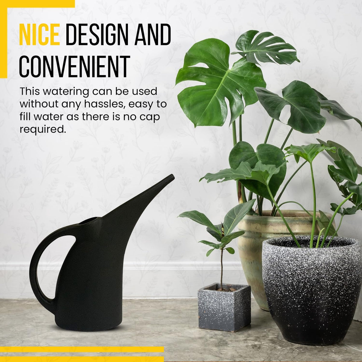 KP Kool Products Watering Can 1/2 Gallon - Small Watering Can for Indoor Plants - Outdoor Watering Can - Black Plant Waterer - Plastic Watering Can for Garden - 1 Pack
