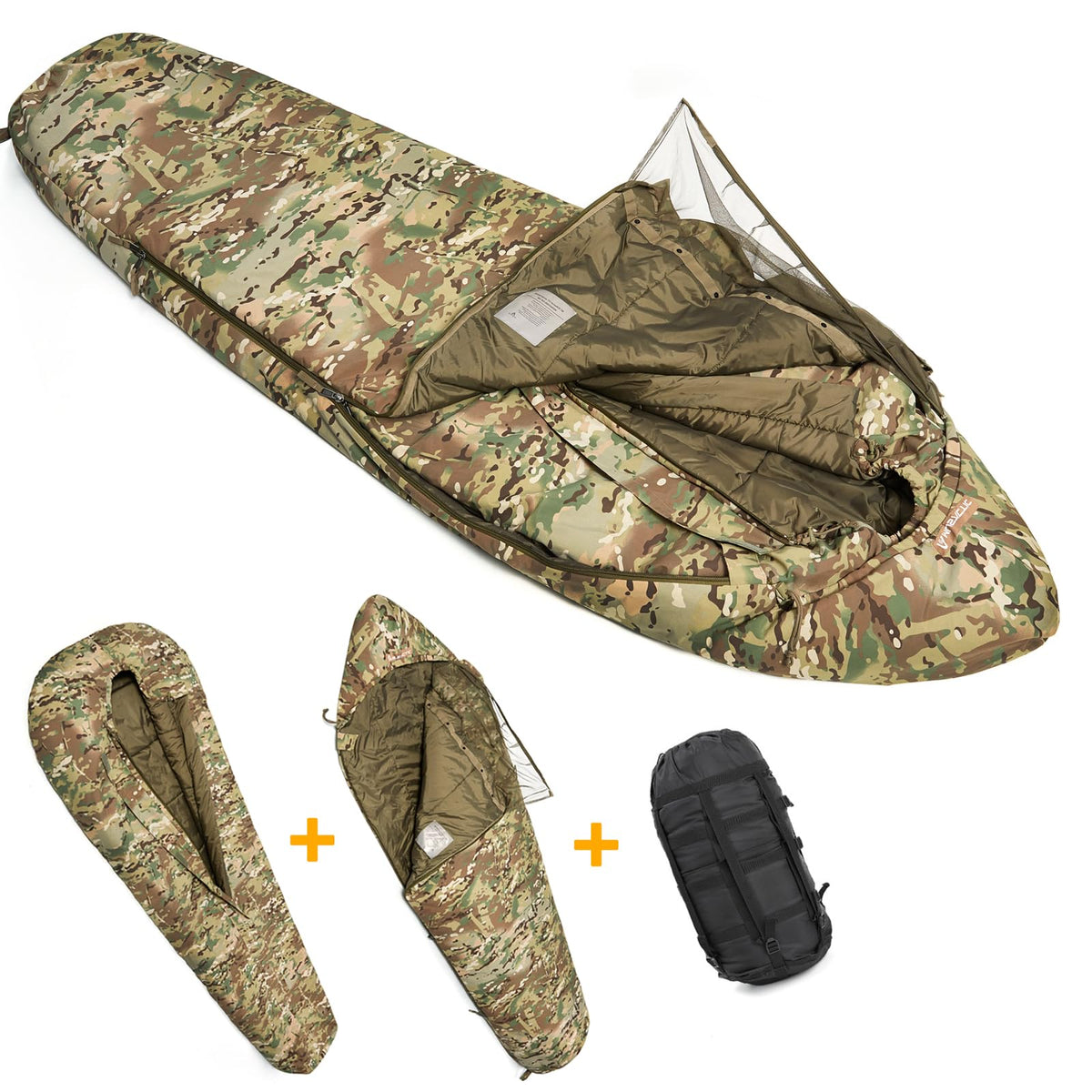 MT Military Army Force Defence 4 & Tropen Patrol Mummy Sleeping Bags with Bivy Cover Compression Sack, Modular Sleeping System 2.0 for Cold Weather,