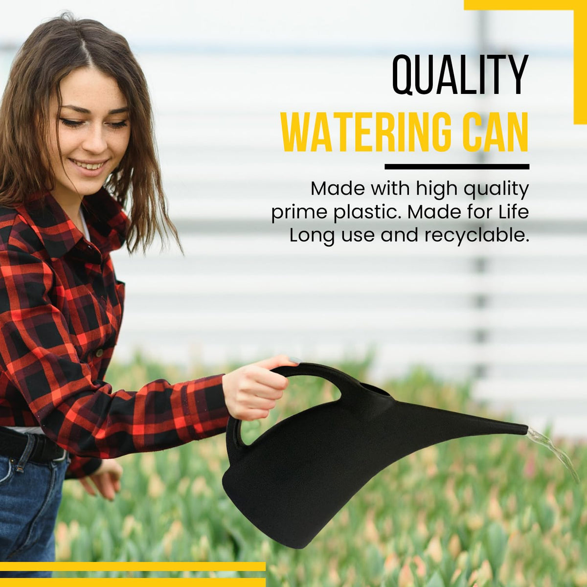 KP Kool Products Watering Can 1/2 Gallon - Small Watering Can for Indoor Plants - Outdoor Watering Can - Black Plant Waterer - Plastic Watering Can for Garden - 1 Pack