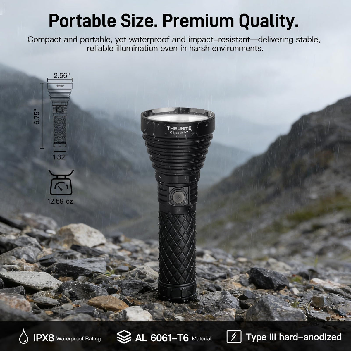 ThruNite Catapult V7 SFT90 LED Flashlight, 4010 High-Lumen Long-Range (1081m) Tactical Flashlight, USB-C Rechargeable Flashlight with 7500mAh Battery, Bright Flashlight for Emergency, Search & Rescue
