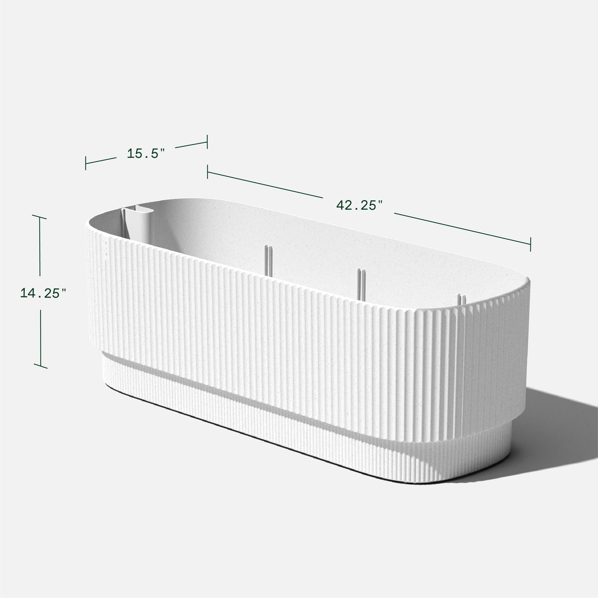 Veradek Demi Series Long Planter for Porch, Patio, Backyard | Durable Plastic-Stone Composite Material | Modern Décor for Shrubs, Flowers