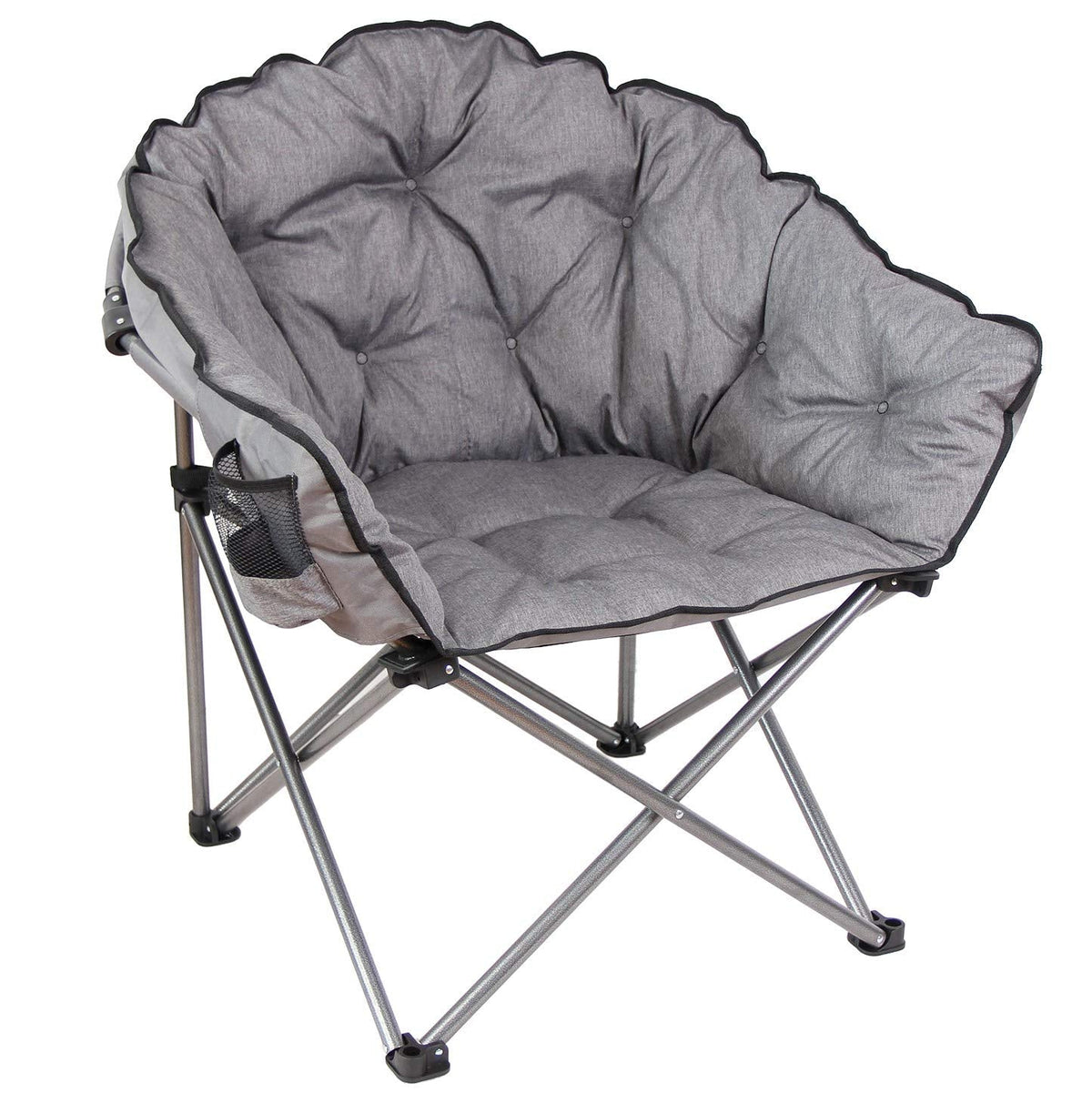 ARROWHEAD OUTDOOR 500lb Portable Folding Double Duo Camping Chair Loveseat Bundle with MacSports 375lb Padded Cushion Outdoor Folding Lounge Patio Club Chair, Gray