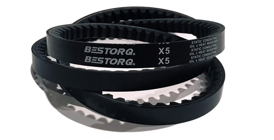 BESTORQ 3VX355 Rubber V-Belt, Raw Edge/Cogged, Black, 35.5" Length x 0.38" Width x 0.32" Height, Pack of 2