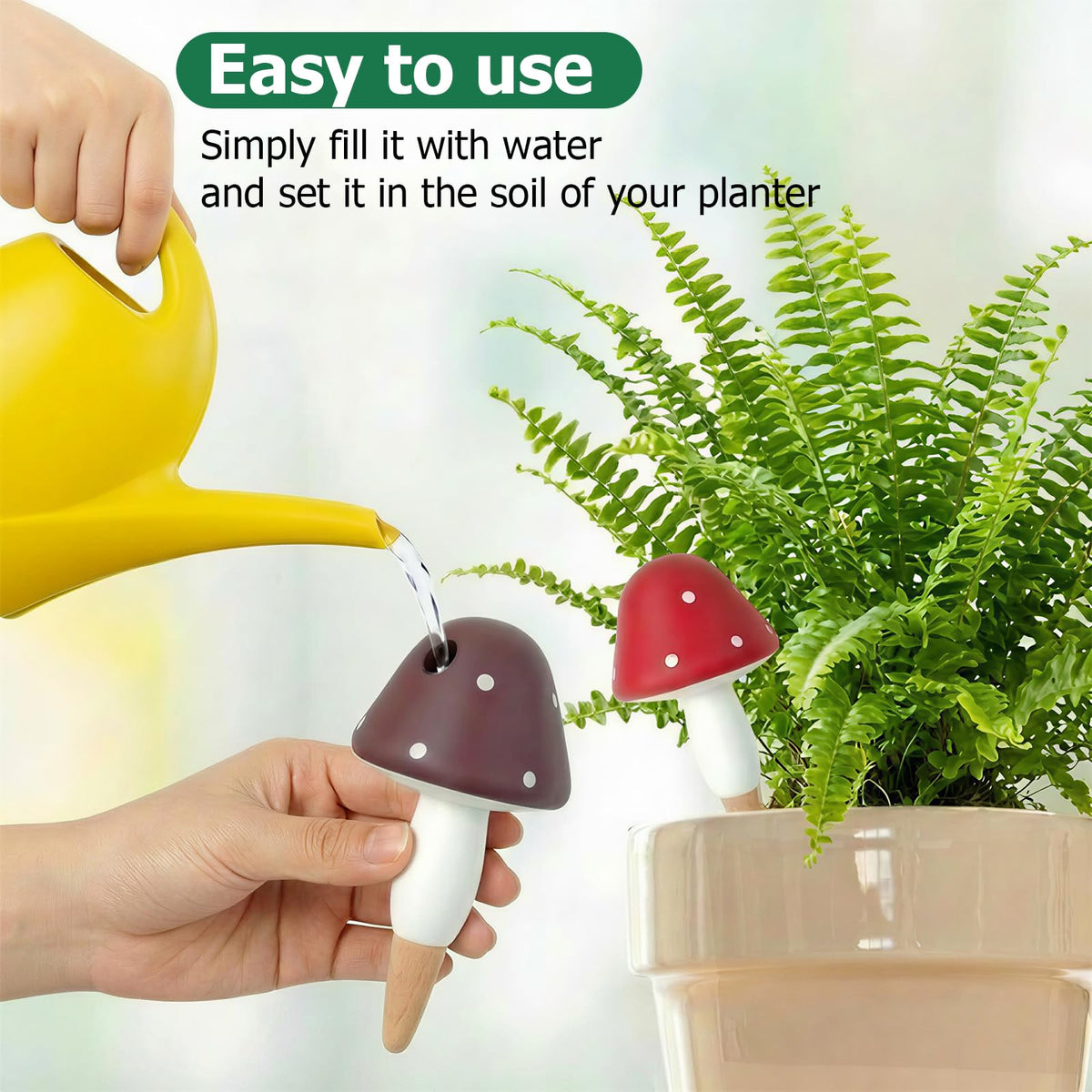Prashent Plant Watering Globes, 16 Pack Self-Watering Terracotta Spikes - Mushroom Shape Irrigation Devices for Indoor & Outdoor Plants, Slow Release Watering System