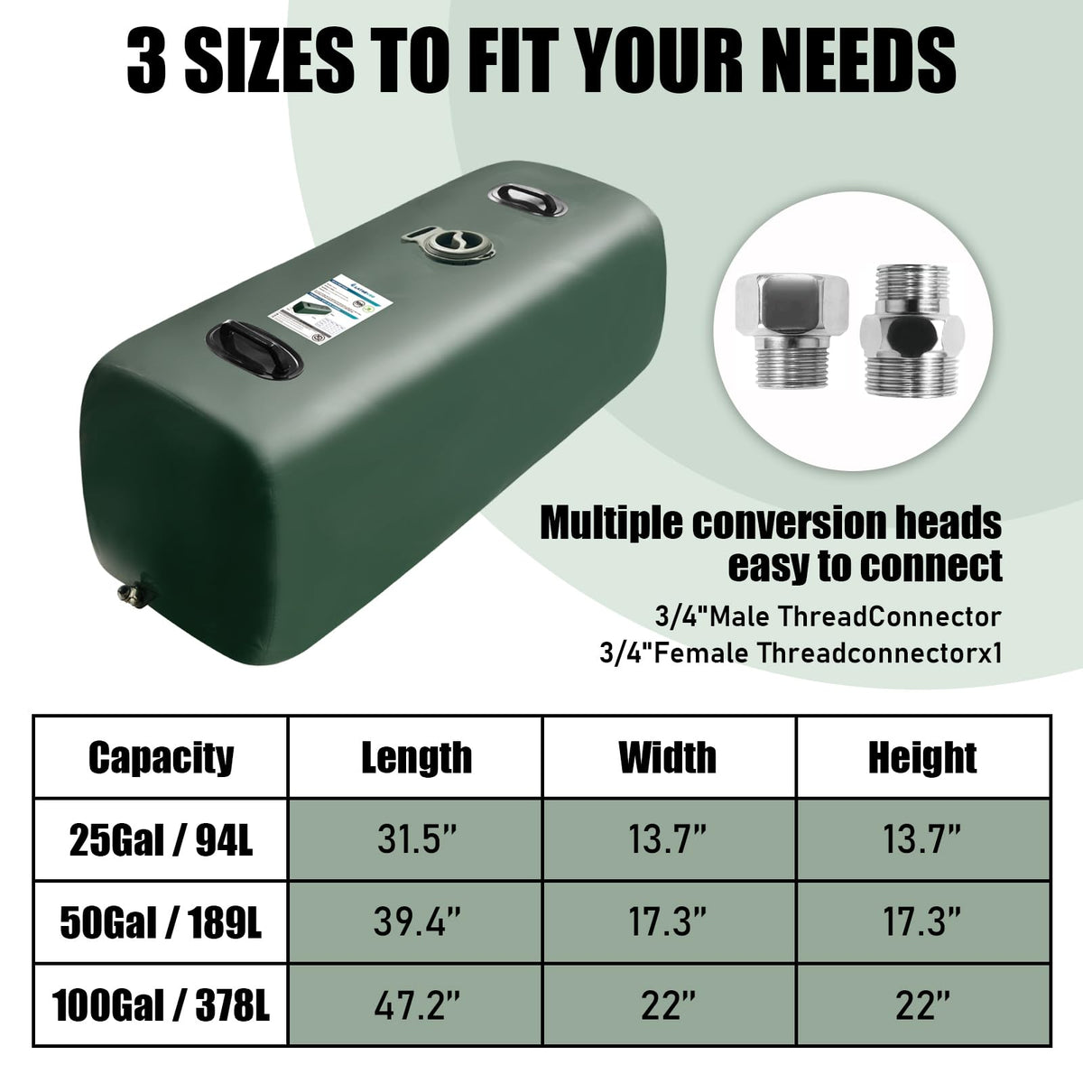 LATHEVEE Drinking Water Storage Bladder,50 Gallon Portable Water Bladder Tank, RV Water Tank, Can Be Used for Storing Drinking Water, Camping, Traveling, Wilderness Survival Patrols, Etc