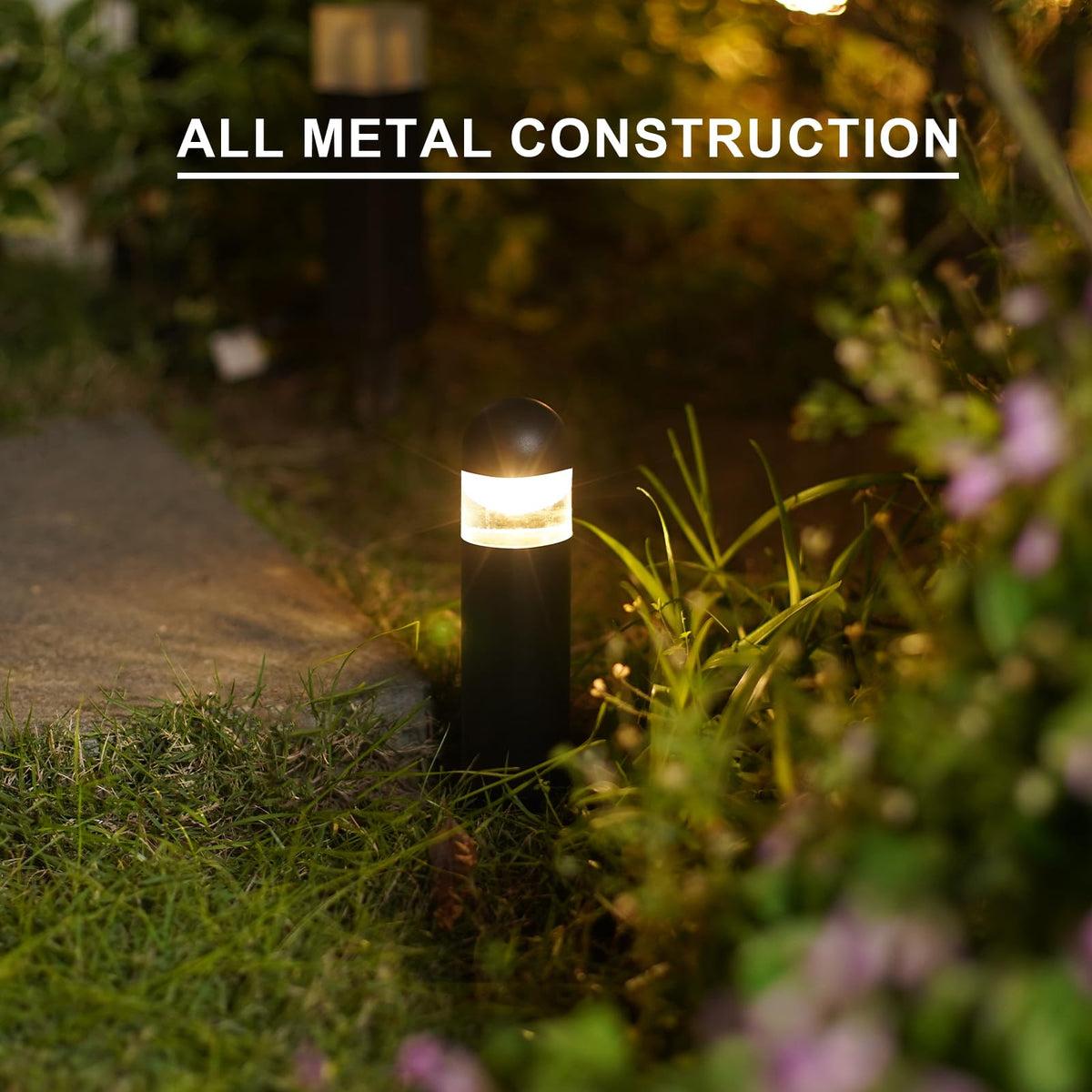 GOODSMANN Landscape Lighting 8PK Low Voltage Landscape Lighting 3W 60 Lumen LED Landscape Bollard Path Lights Outdoor 2700K Warm White Black with Cable Connectors Replaceable LED Bulbs