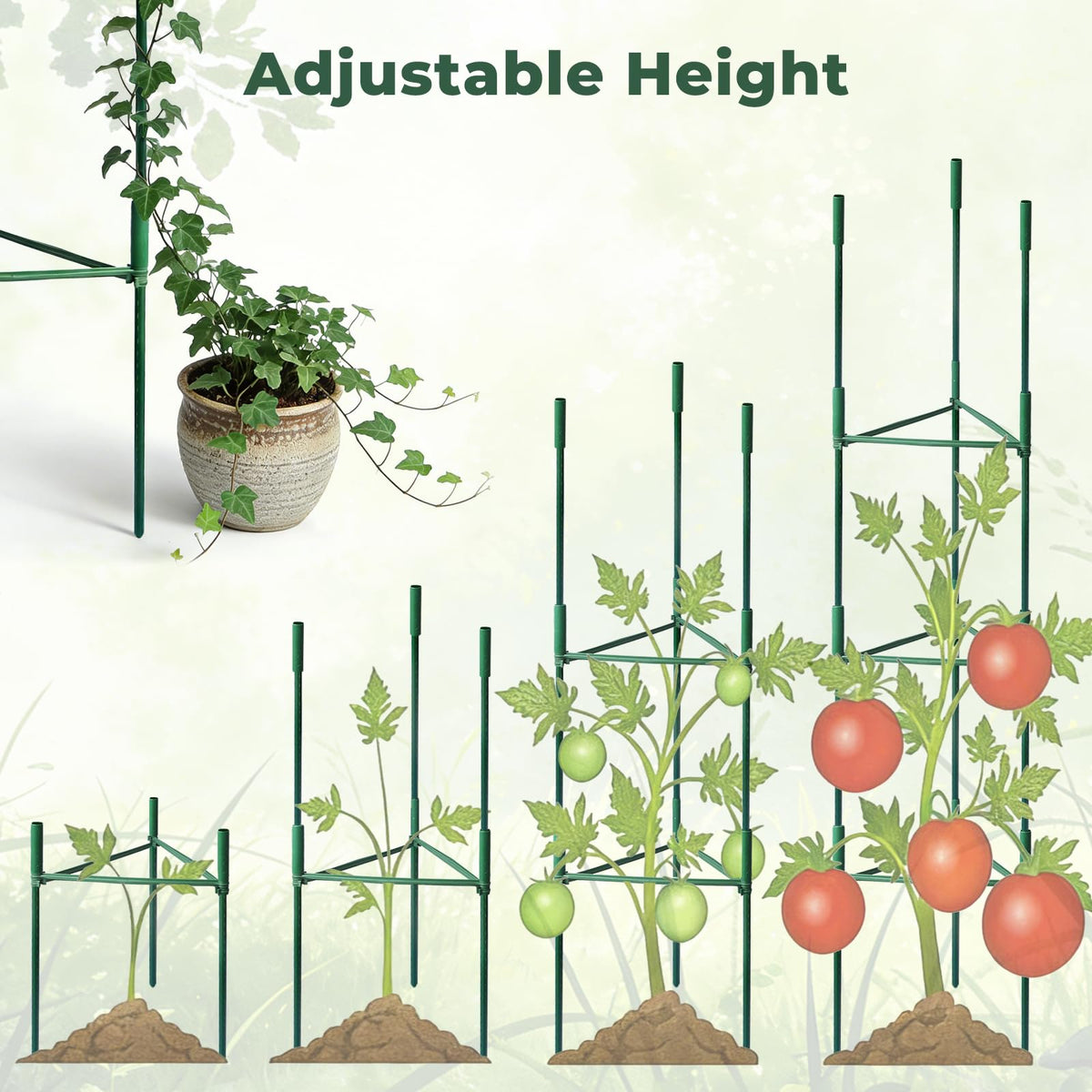 SDLDEER 6 Pack Tomato Cages for Garden, Up to 48in Adjustable Tomato Cage, Tomato Stakes Plant Cage for Garden Plant Support, Climbing Vegetables Plants Flowers