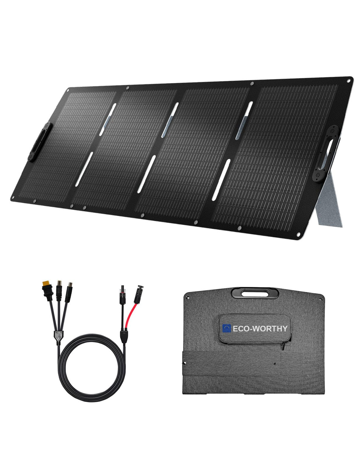 ECO-WORTHY 200W Portable Solar Panel for Power Stations,IP65 Waterproof & Lightweight with Adjustable Kickstand,23% High Efficiency Foldable Solar Panel for Outdoor RV Camping Off Grid Emergency
