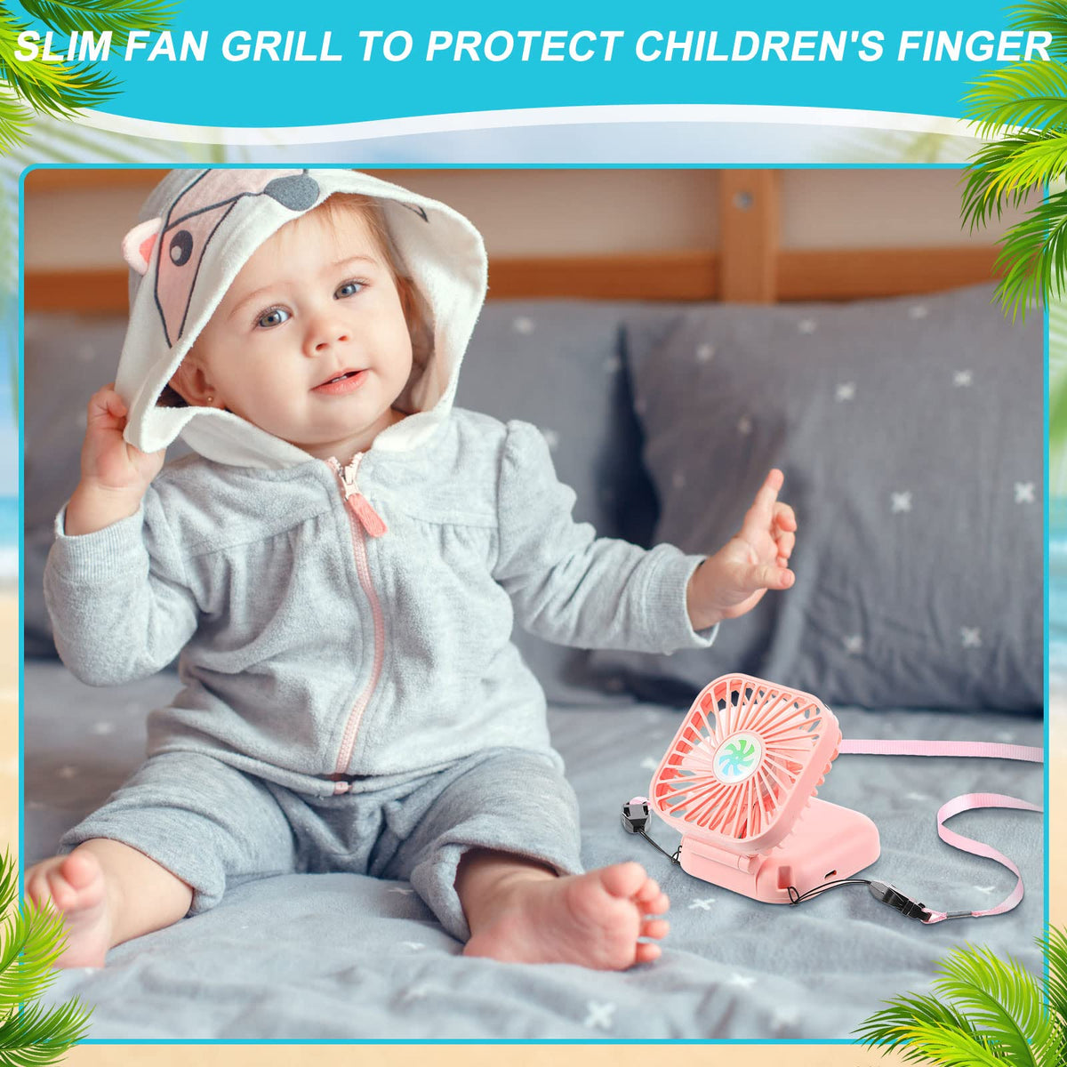 Hortsun 60 Pack Mini Necklace Fans Bulk USB Rechargeable Handheld Folding Fan with 3 Speeds, Quiet Personal Cooling Fans Bulk Gifts for Women, Eyelash, Teachers, Wedding Favors, Travel, Outdoor