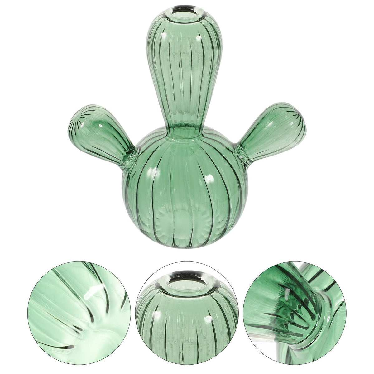 STOBAZA Glass Cactus Plant Vase Green Narrow Neck Hydroponic Planter Decorative Tabletop Vase for Home Décor and Terrarium Arrangement