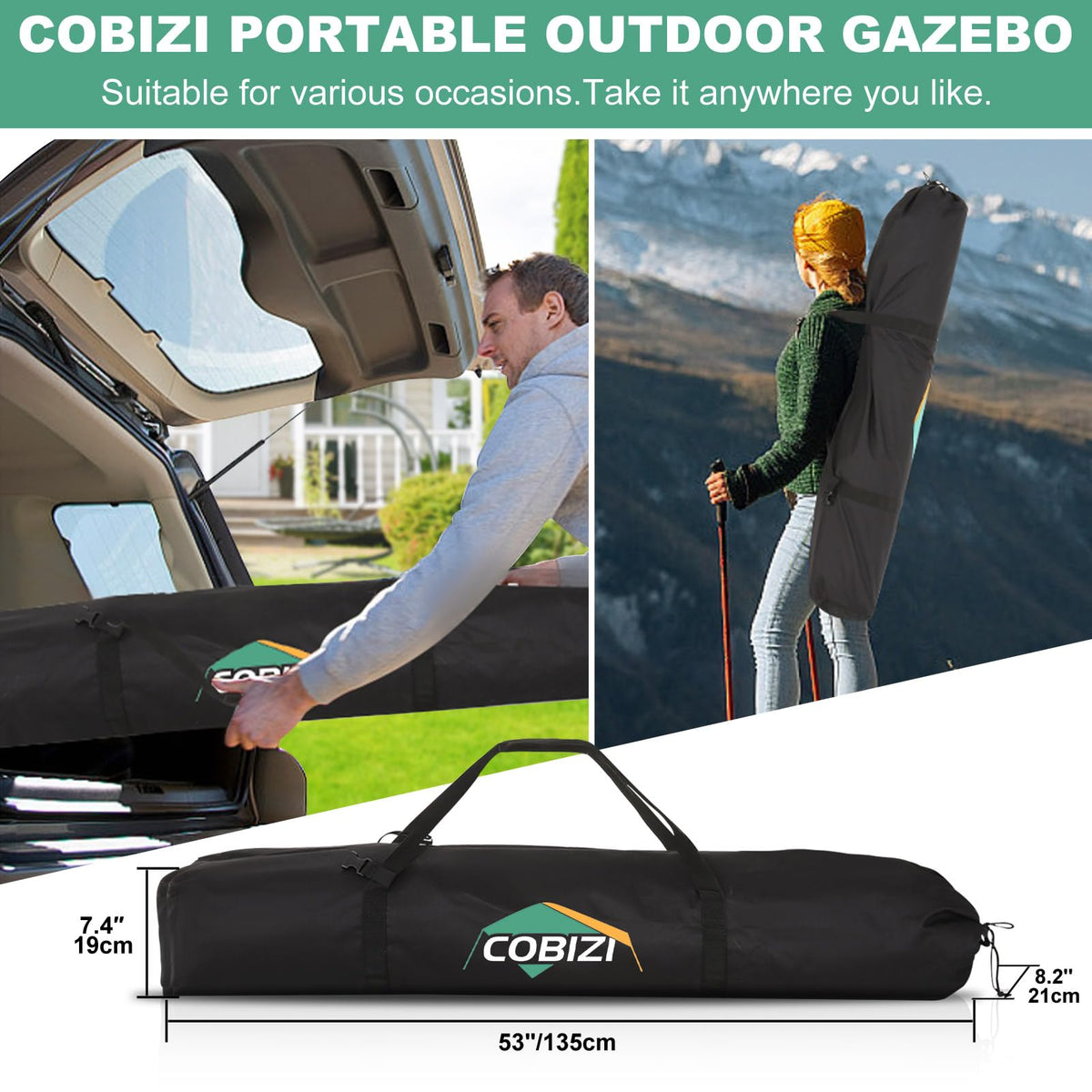 COBIZI 6x6 Pop up Gazebo Tent on Clearance, Ez up Waterproof Screen Tent Screen House with 3 sidewalls,Portable Outdoor Canopy with Carry Bag & Ground Stakes for Camping,Garden and Picnics, Blue