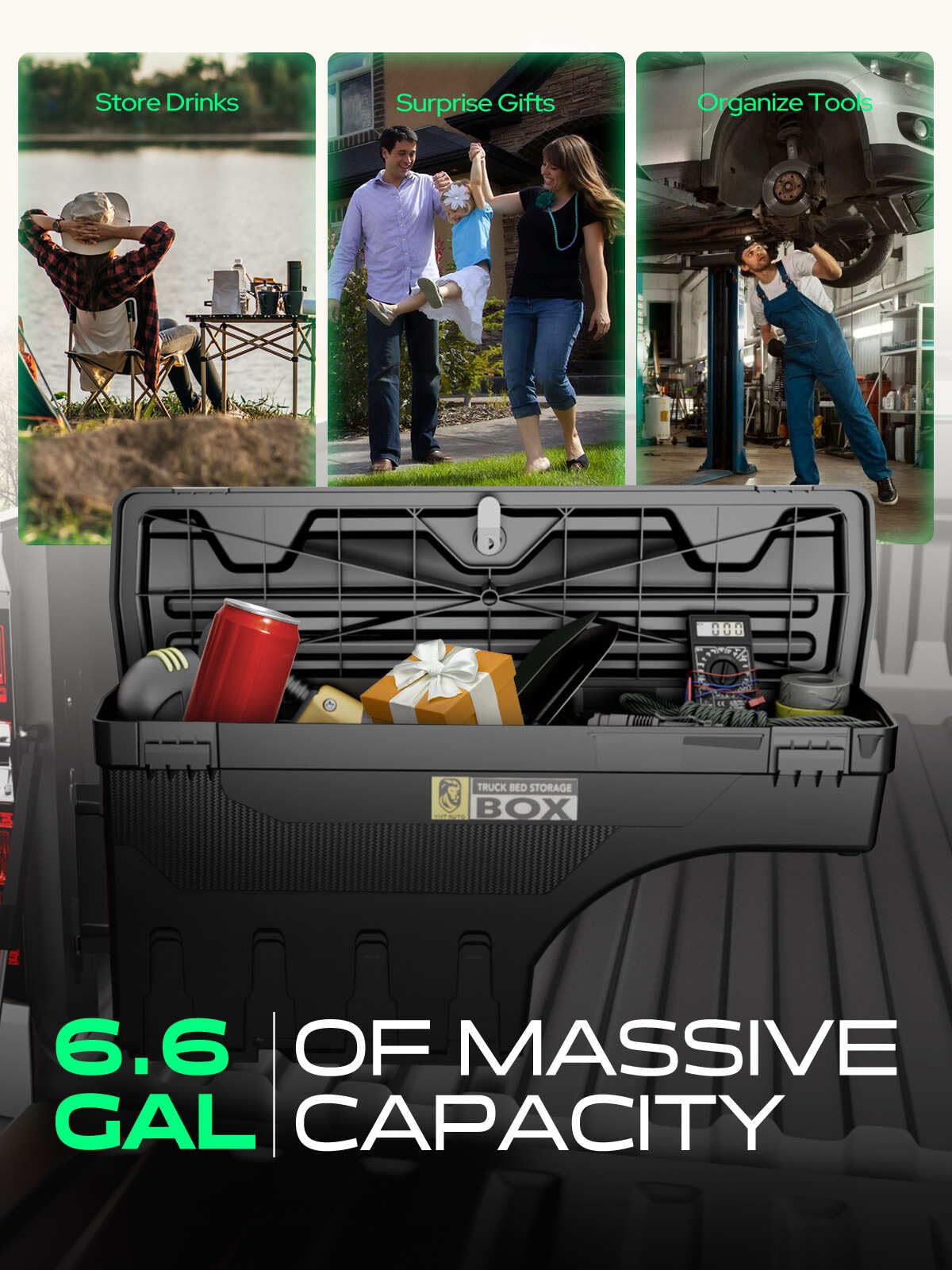 YHTAUTO Truck Bed Storage Tool Box Lockable Compatible with 1987-2011 Dodge Dakota, Driver Side, Swing Waterproof Wheel Well ToolBox