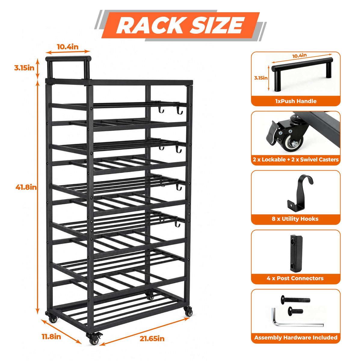 Sidasu 72 Can Spray Paint Can Holder, Rolling Spray Paint Organizer Cart with Push Handle, Spray Paint Storage Rack for Garage Workshop, Black