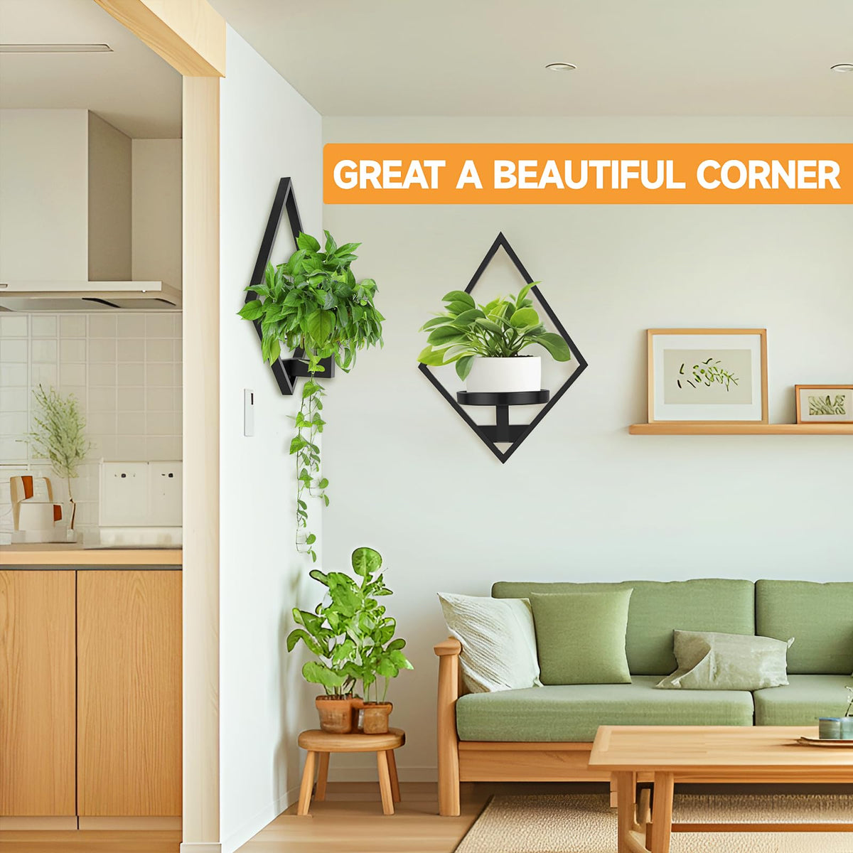 Sbosbo Wall Plant Holder, 3 Pack Metal Floating Shelves Indoor, Window Sill Plant Shelf for Bedroom Bathroom Living Room Home Office