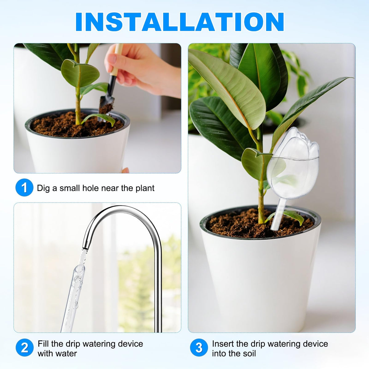 M METERXITY 4-Pack Plant Watering Globes, 9.4 Inch Plastic Self Watering Planter Insert for Indoor/Outdoor Plants, Self Water Devices [Transparent]