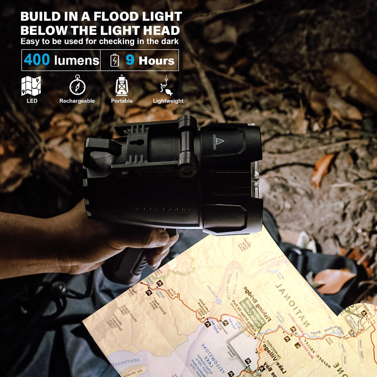 GOODSMANN 6000 Lumen Boat Spotlight - Waterproof Rechargeable LED Hunting Spotlight with Detachable Red Light Filter, EVA Carrying Case