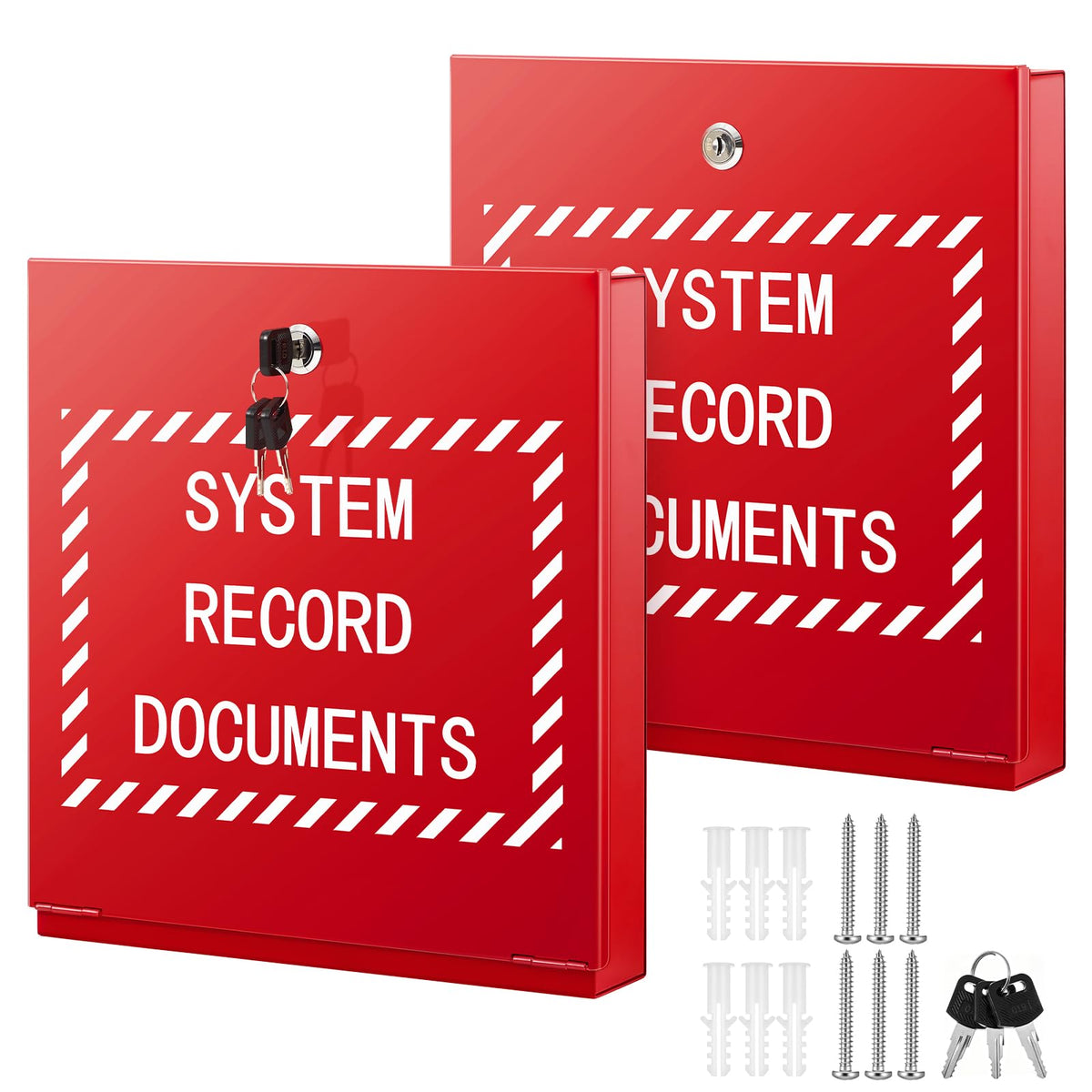 Zonon 2 Sets Systems Record Document Cabinet Lock, System File Cabinet Locking Document Storage Red for Office Home with Keys and Screws(12 in x 13 in x 2.35 in)