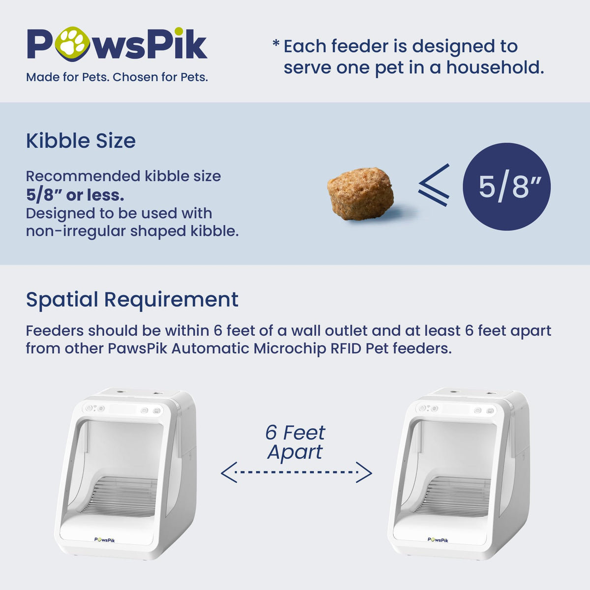 PawsPik Automatic Microchip RFID Cat Feeder,16-Cup, ISO Microchip & PawsPik RFID Tag Compatible, App Control, Portion Control