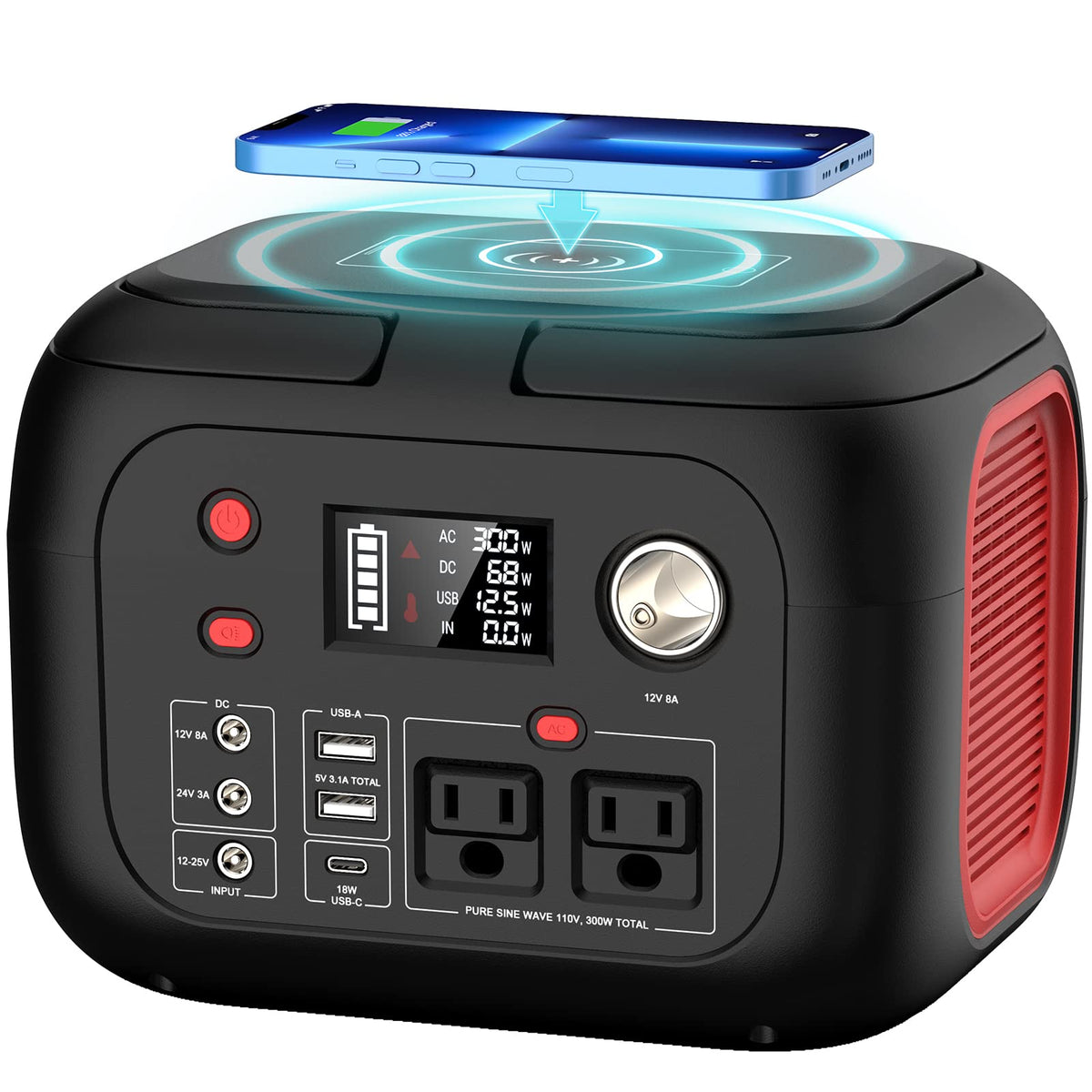 ENOFLO Portable Power Station 300W, 228Wh Solar Generator with 110V Pure Sine Wave AC Outlet, Backup Lithium Battery Generator for CPAP Outdoor RV Camping Emergency Home Use
