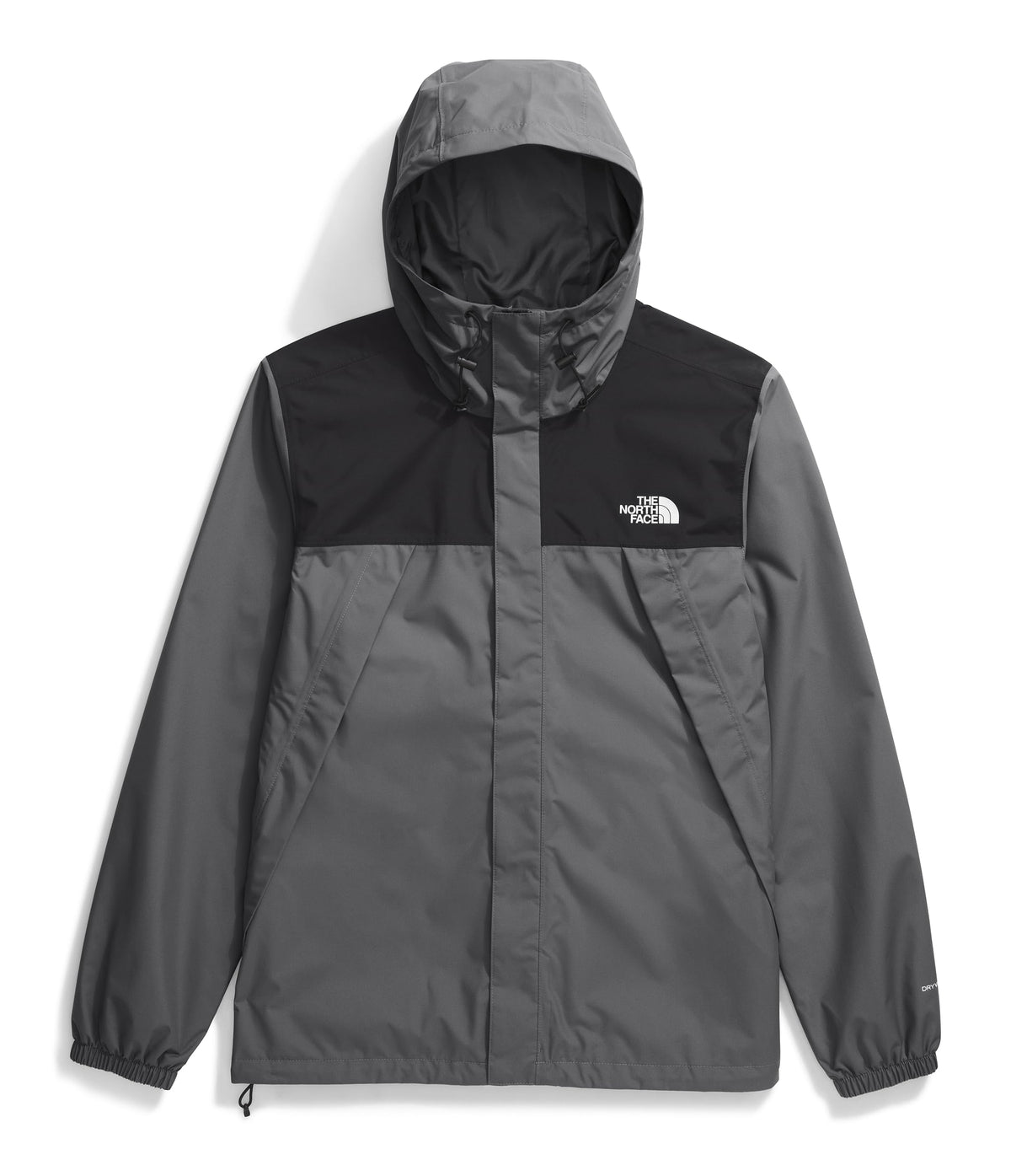 The North Face Men's Antora Jacket (Standard & Big Size) - Waterproof & Windproof Rain Coat, Secure Zip Hand Pockets, Smoked Pearl/TNF Black-NPF, Medium