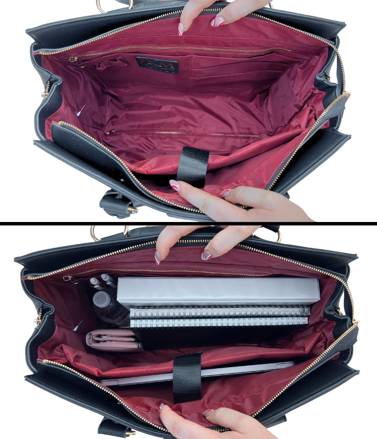 JKM & Company Executive Black Computer iPad, Laptop Tablet Rolling Tote Bag Briefcase Carryall Bag