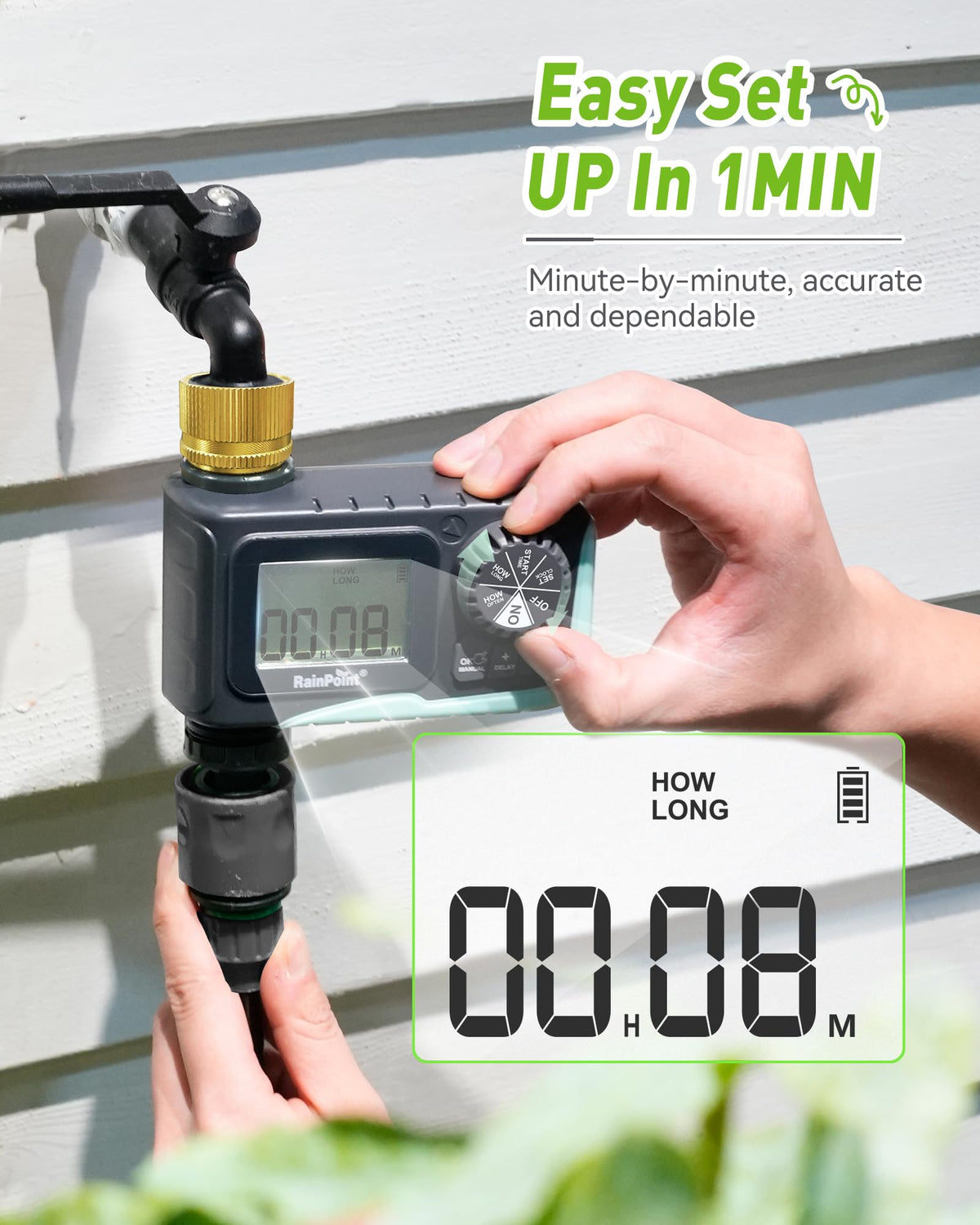 RAINPOINT Sprinkler Timer Outdoor,Programmable Water Timer for Garden Hose Faucet,Irrigation System with Rain Delay/Manual(Metal)