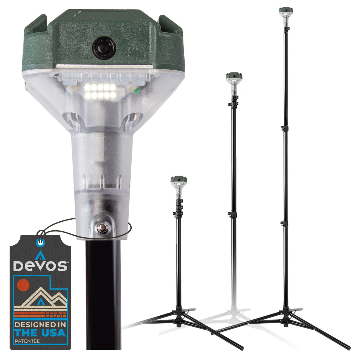 Devos Outdoor LightRanger 800 Lumen Lantern - Rechargeable Telescoping LED Lantern, 8 Feet Tall, 30-Hour Runtime, Illuminates 40-Foot Area, Adjustable Height