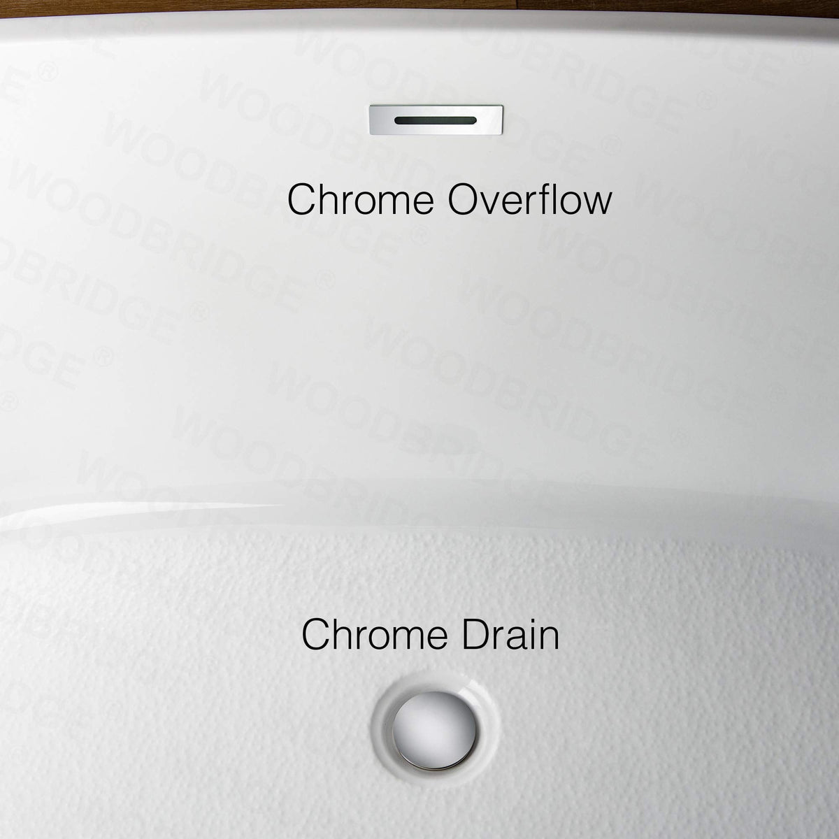 WOODBRIDGE 54"Freestanding White Acylic Soaking Bathtub with Chrome Drain and Overflow,BTA1702-C-Drain&O