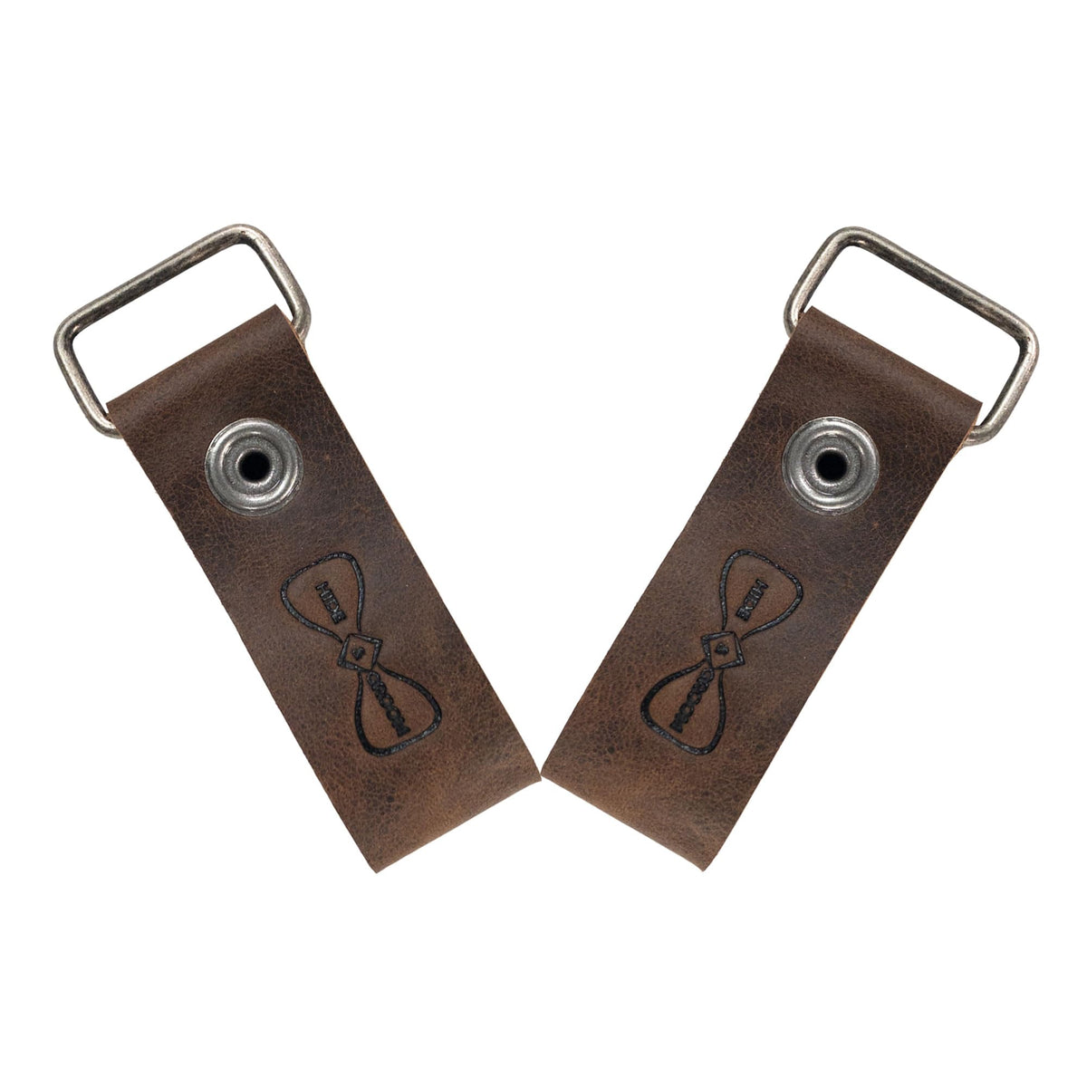 Hide & Groom, Set of 2 Suspender Loops Attachment for Men with Snap Closure, Heavy Duty, Wedding Accessories, Full Grain Leather, Handmade, Bourbon Brown