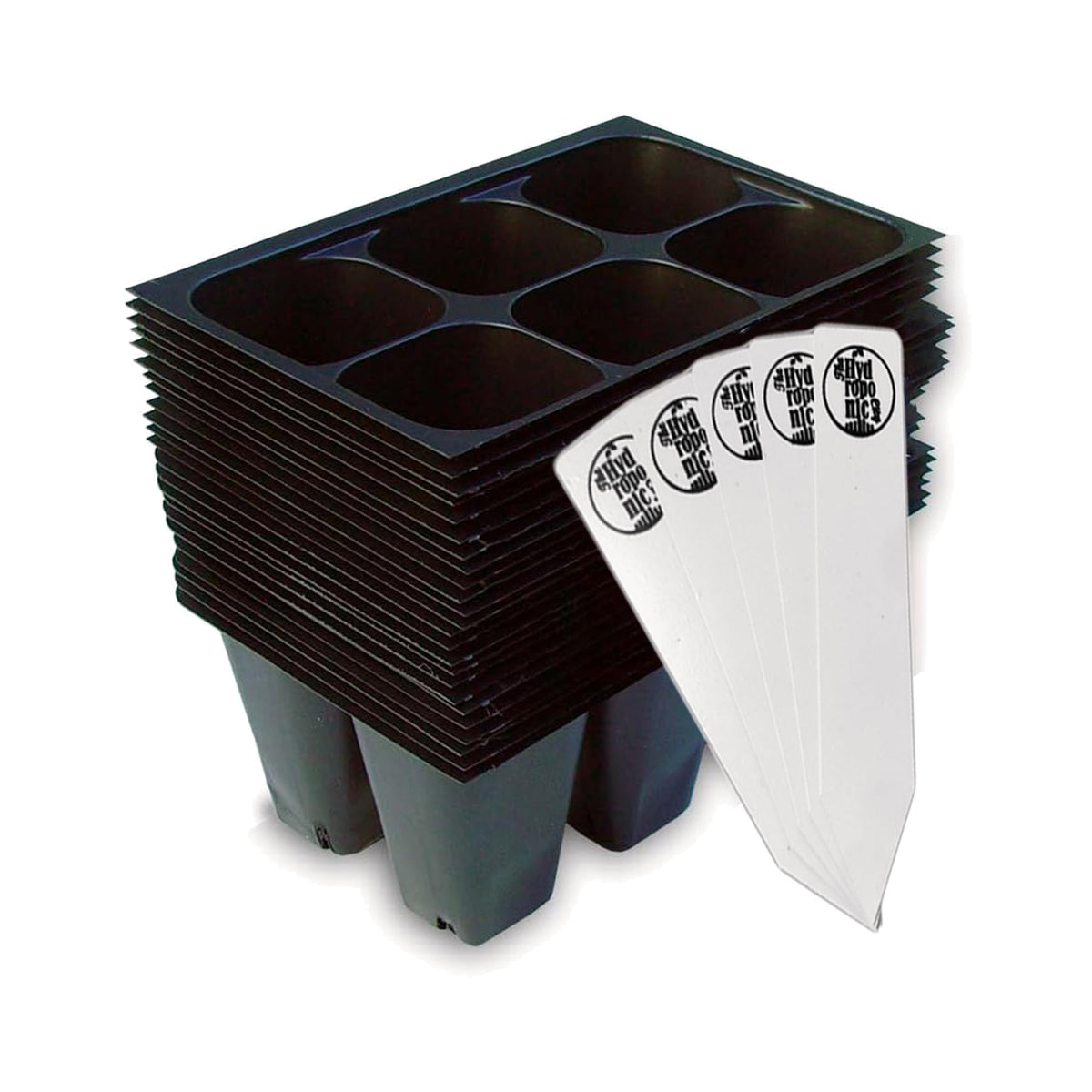 Seed Starter Trays, 144 Cells (24 Trays - 6 Cells Per Tray) + Plant Stakes