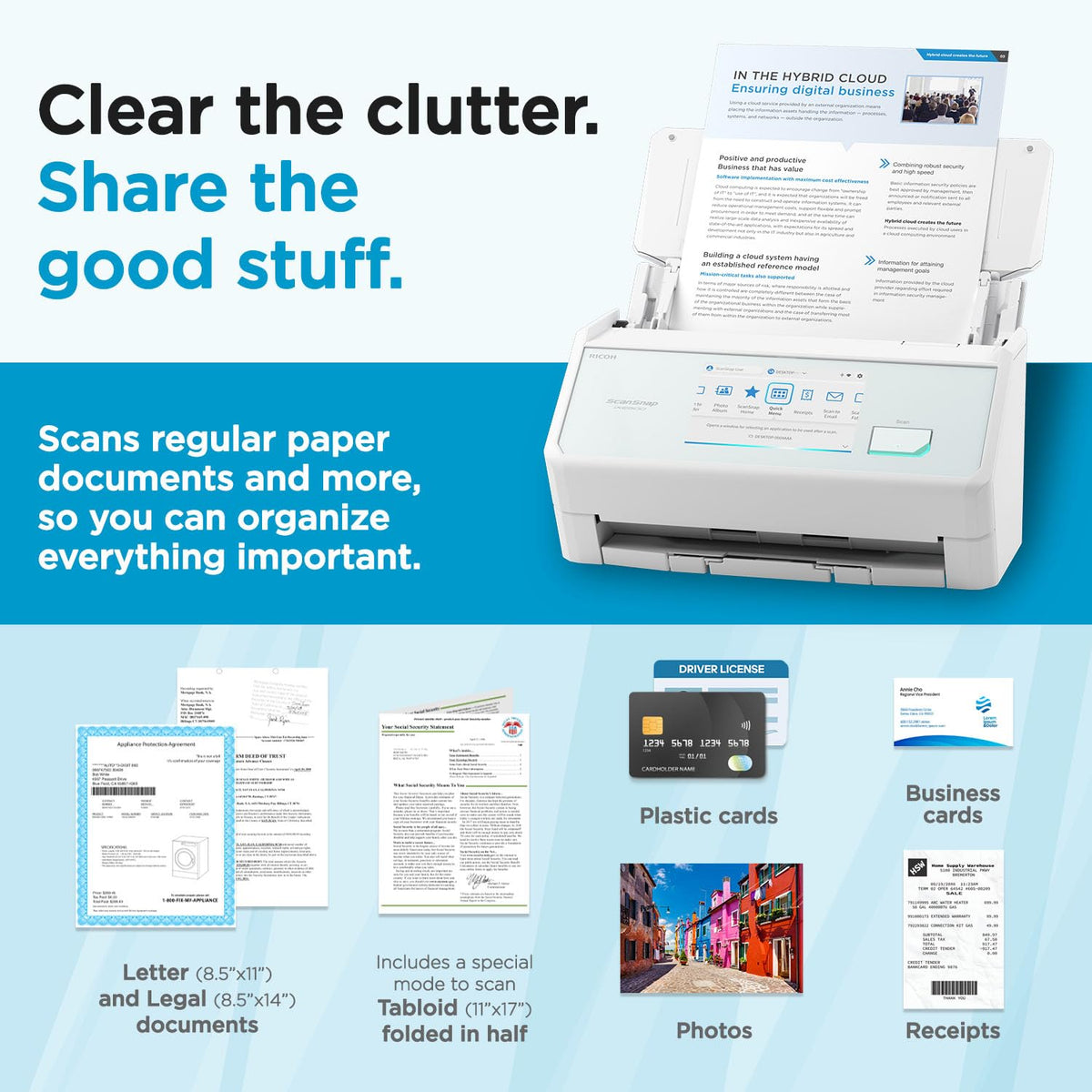 ScanSnap iX2500 Wireless or USB High-Speed Cloud Enabled Document, Photo & Receipt Scanner with Large 5" Touchscreen and 100 Page Auto Document Feeder for Mac or PC, White