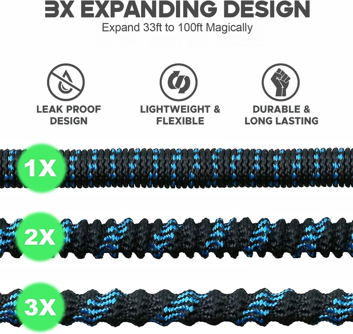 Expandable Garden Hose 75FT-Expanding Water Hose with Thumb-Controlled 10 Spray Nozzles&3750D Outer Fabric, Durable Collapsible Latex Core, Ultra Lightweight & Flexible