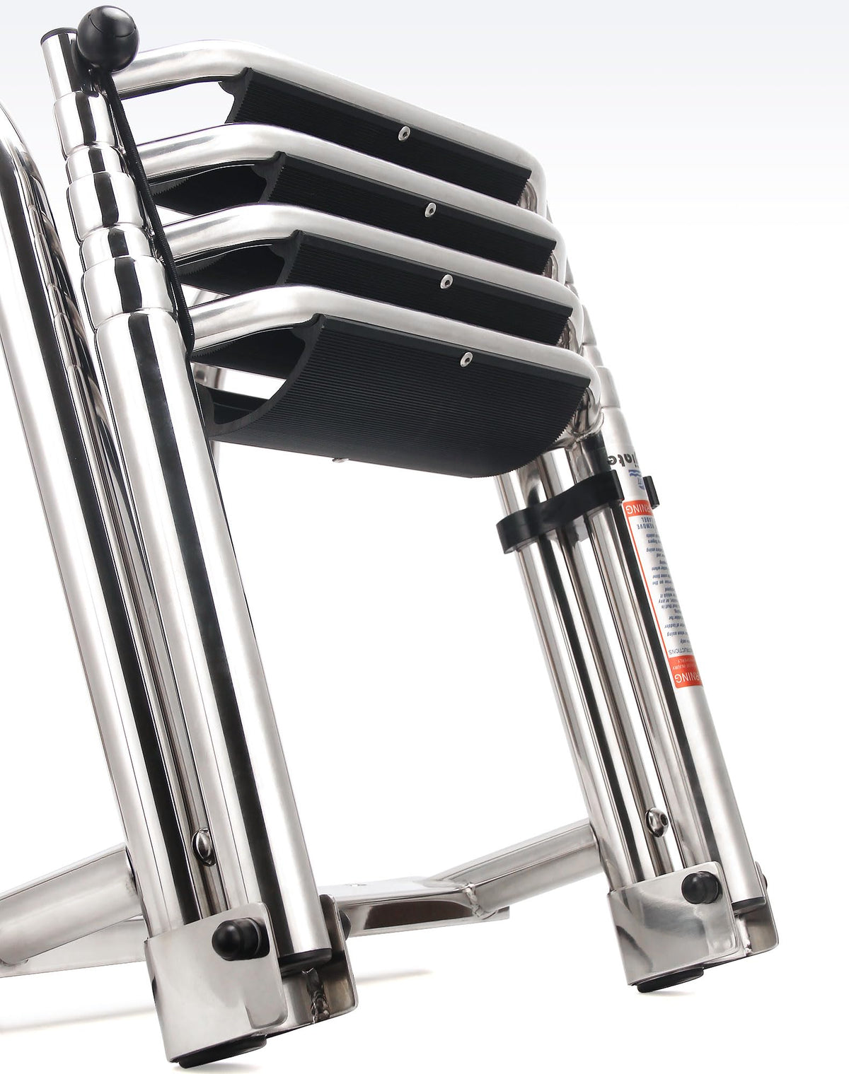 Mojiate 4-Step Heavy-Duty Stainless Steel Pontoon Boat Ladder with Extra Wide Steps & Handrails | Telescoping Folding Rear Entry Ladder, 600lbs Capacity, Marine-Grade 316 Stainless Steel