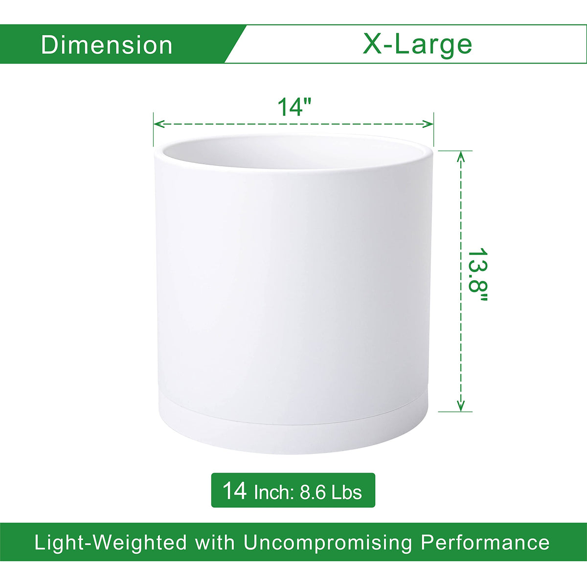 D'vine Dev 14 Inch White Plastic Planter Pots for Plant Pot with Drainage Hole and Seamless Saucers, 74-X-A-4