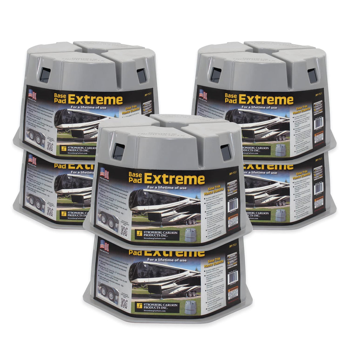 Stromberg Carlson JBP-712.6 Base Pad Extreme 6 Pack – 6" RV Utility Blocks for Leveling, Camper Jack Blocks, Setup Blocks – 6000 lb Capacity, Lightweight & Stackable – Universal Fit – Black – 6" Tall