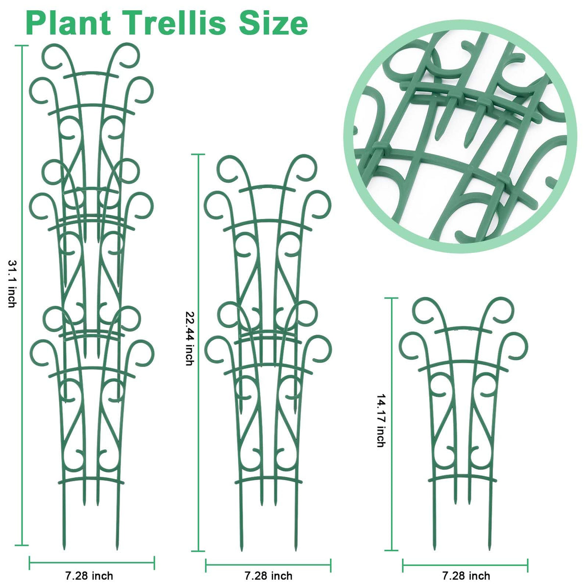 Qaobo Plant Trellis for Potted Plants 12 Pack Stackable Indoor Outdoor Climbing Houseplant Support with Garden Wire for Pothos Hoya Ivy Flower