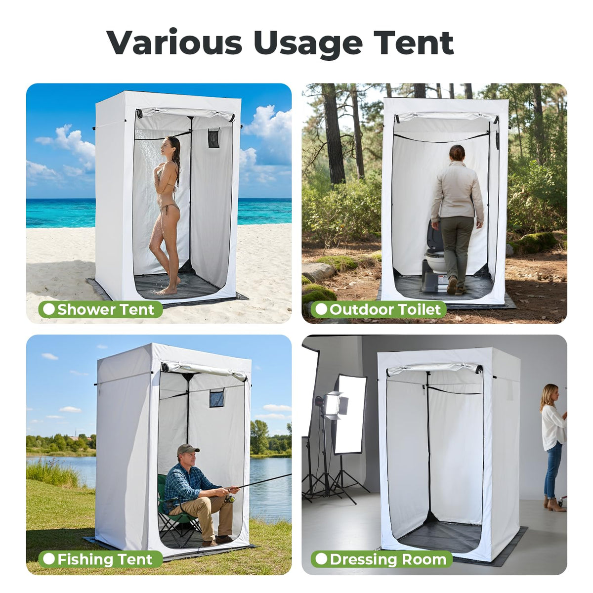 Alvantor® Shower Tent Changing Room Outdoor Shower Enclosure Privacy Shelter Toilet Tent Dressing Shelter Teflon Coating Fabric Multi-Proof Steel Pole for Patio, Garden, Poolside 47"x47"x81"