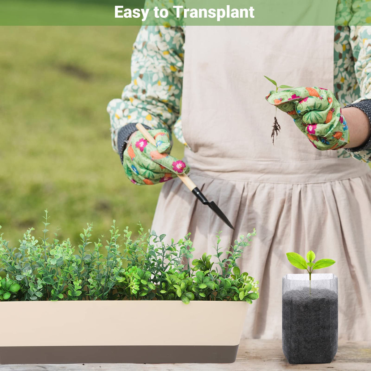 GREANER 200 PCS Nursery Bags, 5.5"x6.3" Non-Woven Fabric Seedling Bags Biodegradable for Home Garden Supply, Tree, Flower, Vegetable, Nursery Pots Container Plants Pouch
